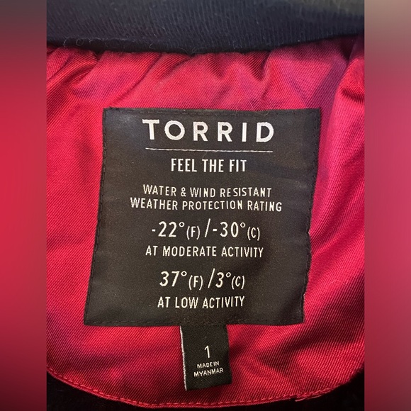 Torrid 3 in 1 nylon puffer parka Jacket Coat plus size 1 (14/16) Burgundy Red - Picture 4 of 12